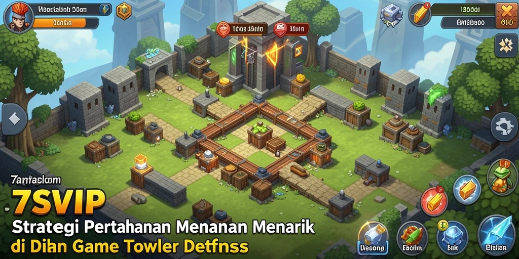 Tangkapan layar menunjukkan pertempuran epik dalam Tower Defense.