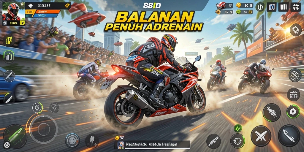 Gameplay seru dalam balapan motor di 88ID.