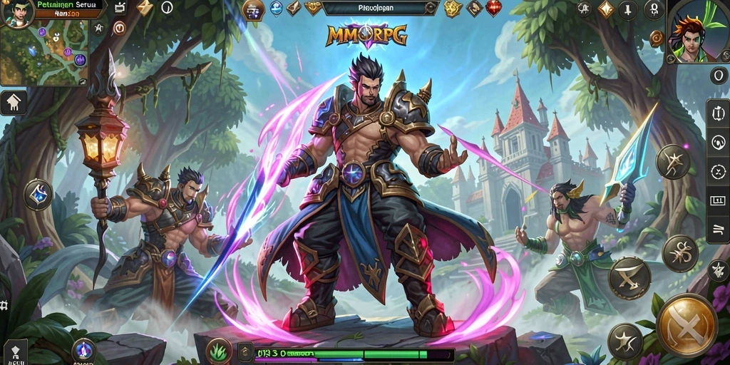Tampilan gameplay MMORPG di API33 yang menarik dan dinamis.