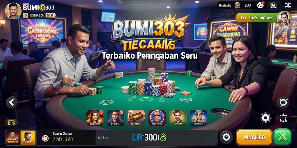 Tampilan gameplay BUMI303 yang seru dan interaktif dalam Live Casino.