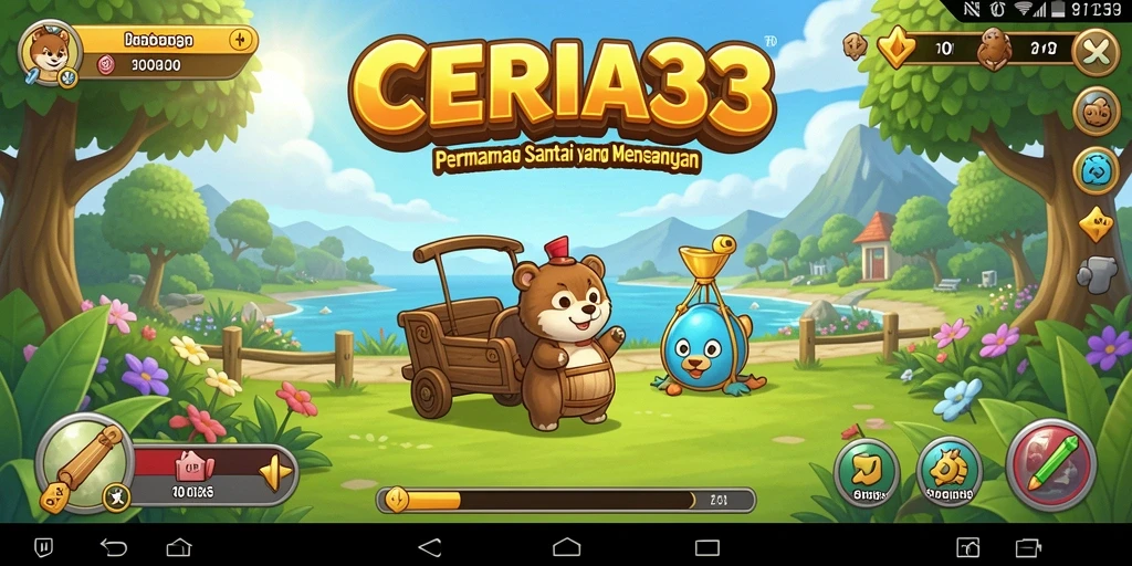 Screenshot utama CERIA33 yang menunjukkan gameplay yang ceria dan seru.