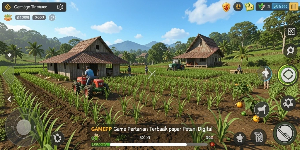 Screenshot menampilkan gameplay pertanian yang mengasyikkan di GAMERP.