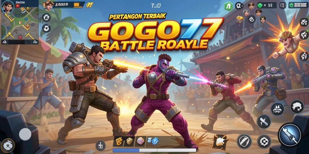 Tangkapan layar utama GOGO77 menampilkan pertempuran mendebarkan Battle Royale.
