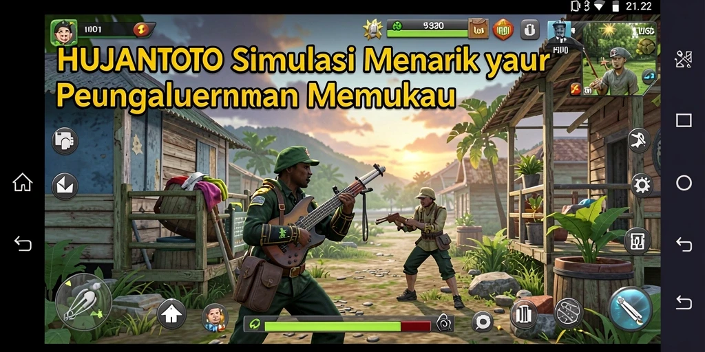 Screenshot utama HUJANTOTO menampilkan gameplay simulasi yang mendalam dan interaktif.