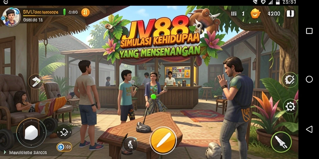 Tangkapan layar dari gameplay JV88 yang menggambarkan simulasi kehidupan.