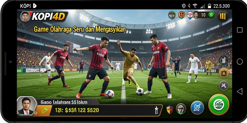 Tampilan utama KOPI4D yang menampilkan aksi olahraga seru.