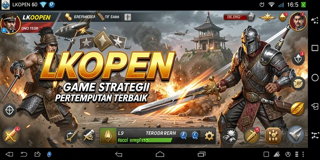 Screenshot LKOPEN menunjukkan pertempuran intens di dunia strategi.