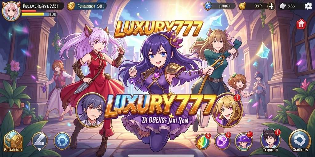 Screenshot LUXURY777 menunjukkan aksi pertarungan yang mendebarkan dalam gaya anime.