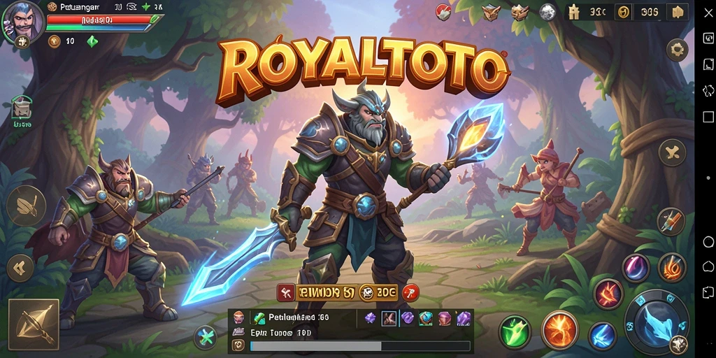 Screenshot gameplay <strong>ROYALTOTO</strong> menampilkan pertempuran epik dan eksplorasi dunia yang luas.